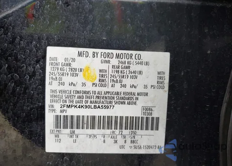 2020 Ford Edge Titanium from USA, damaged, VIN 2FMPK4K90LBA55977